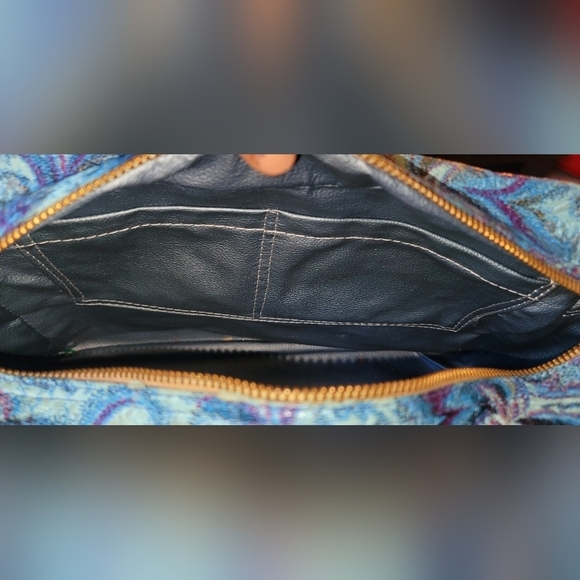 Gorgeous Vintage Retro Blue Floral And Paisley Handbag - Picture 10 of 13